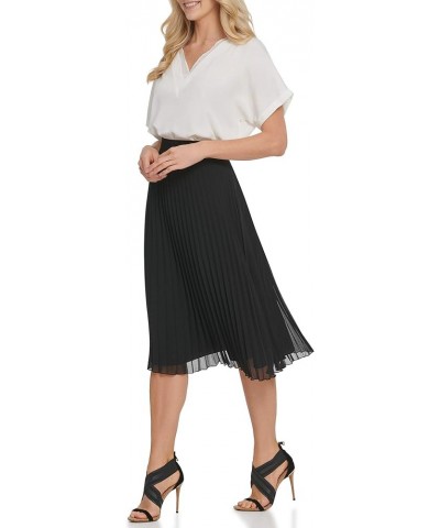 Women's Missy Pull on Pleated Everyday Midi Skirt Ivry Dot Multi $30.74 Skirts