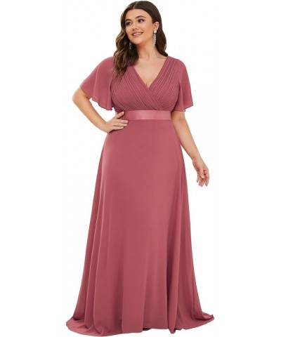 Women's Double V-Neck Formal Dresses Plus Size Bridesmaid Dress 09890-PZ Came Brown $46.70 Dresses