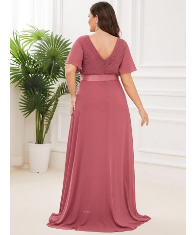 Women's Double V-Neck Formal Dresses Plus Size Bridesmaid Dress 09890-PZ Came Brown $46.70 Dresses