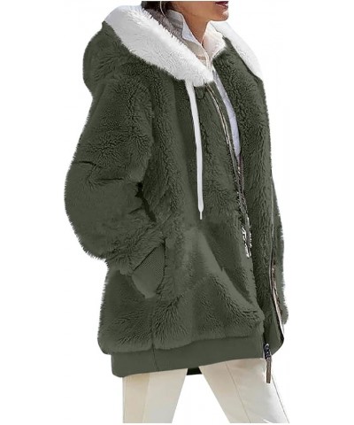 Womens 2024 Winter Fashion Plus Size Sharpa Jacket Fleece Warm Hoodie Outwear Plush Sweatshirt Thick Fuzzy Tops 23-army Green...