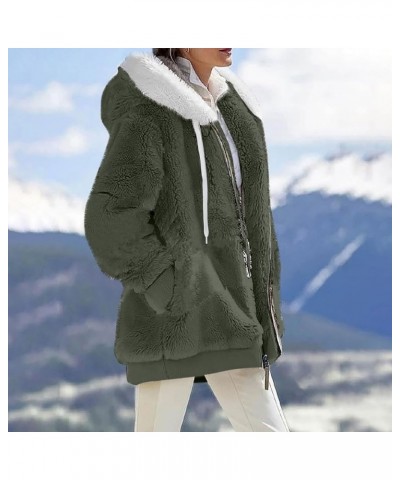 Womens 2024 Winter Fashion Plus Size Sharpa Jacket Fleece Warm Hoodie Outwear Plush Sweatshirt Thick Fuzzy Tops 23-army Green...