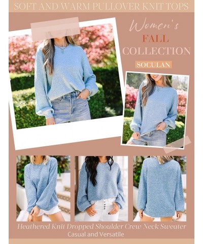 Oversized Sweaters for Women Heathered Long Sleeve Crew Neck Pullover Knit Sweater Casual Fall Tops 2024 Fashion Light Blue $...