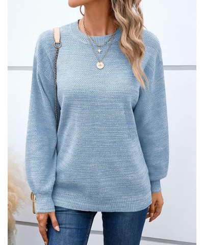 Oversized Sweaters for Women Heathered Long Sleeve Crew Neck Pullover Knit Sweater Casual Fall Tops 2024 Fashion Light Blue $...