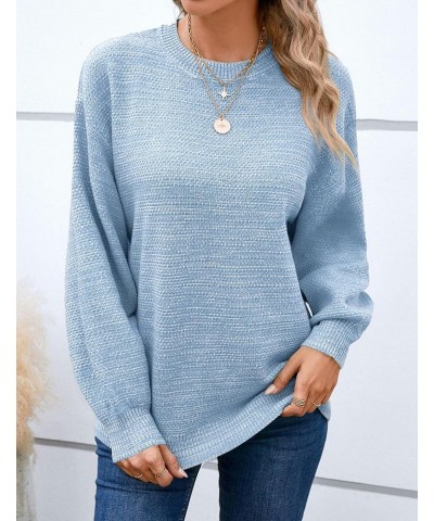 Oversized Sweaters for Women Heathered Long Sleeve Crew Neck Pullover Knit Sweater Casual Fall Tops 2024 Fashion Light Blue $...