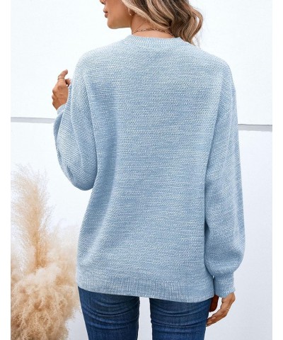 Oversized Sweaters for Women Heathered Long Sleeve Crew Neck Pullover Knit Sweater Casual Fall Tops 2024 Fashion Light Blue $...