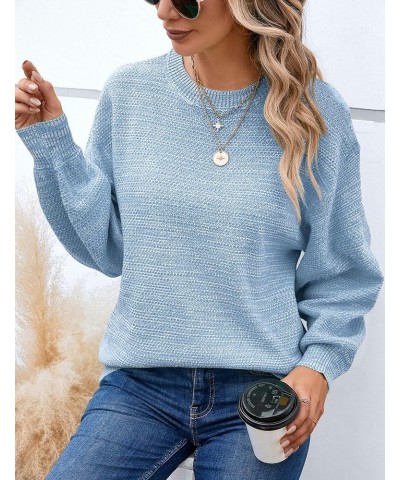 Oversized Sweaters for Women Heathered Long Sleeve Crew Neck Pullover Knit Sweater Casual Fall Tops 2024 Fashion Light Blue $...