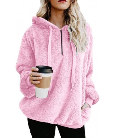 Oversized Sweatshirts for Women Athletic Womens Sherpa Hoodie Fluffy Women's Hoodies Pullover with Pockets Pink $14.40 Hoodie...