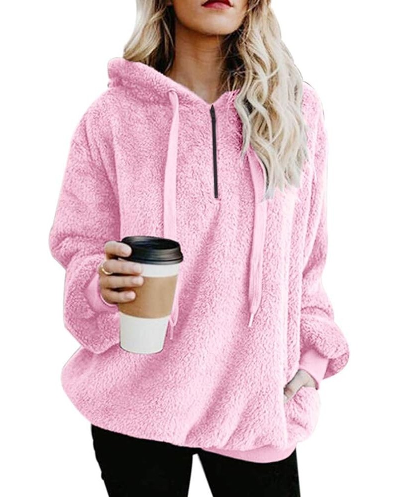 Oversized Sweatshirts for Women Athletic Womens Sherpa Hoodie Fluffy Women's Hoodies Pullover with Pockets Pink $14.40 Hoodie...