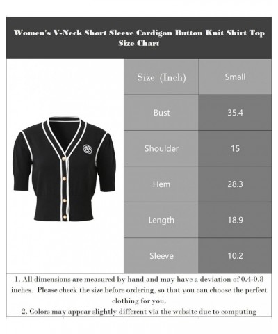 Women's V-Neck Short Sleeve Cardigan Button Down Classic Knit Shirt Top White $11.44 Sweaters