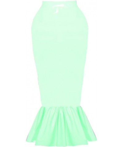 Plus Size Ladies Wetlook PVC Mermaid Skirt Fashion Bodycon Long Fishtail Skirt Light Green $34.92 Skirts