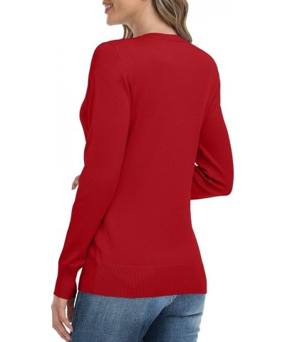 Womens Classic Open Front Knit Cardigan Long Sleeve Button Down Fall Sweaters Blouse Red $14.39 Sweaters