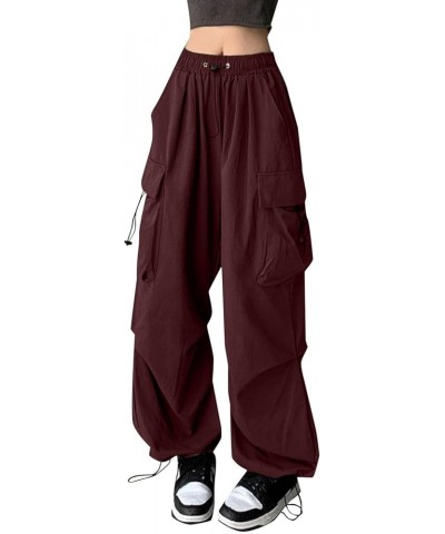 Baggy Cargo Sweatpants for Women Casual Elastic High Waist Jogger Hip Hop Y2K Pants Wide Leg Parachute Pants Streetwear B- Wi...