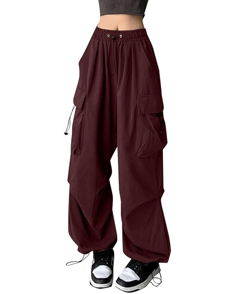 Baggy Cargo Sweatpants for Women Casual Elastic High Waist Jogger Hip Hop Y2K Pants Wide Leg Parachute Pants Streetwear B- Wi...