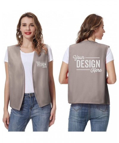 Custom Volunteer Vest No Buttons Unisex Work Vest Logo Imprint for Restaurant Supermarket Clerk Activity Khaki $9.65 Vests