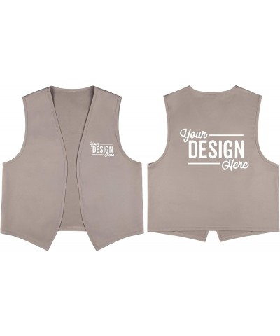 Custom Volunteer Vest No Buttons Unisex Work Vest Logo Imprint for Restaurant Supermarket Clerk Activity Khaki $9.65 Vests