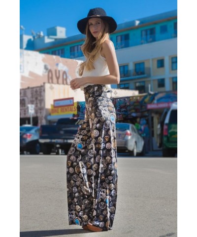 Women's Wide Leg Palazzo Pants with Fold-Over Waist Vintage Coins $14.27 Pants