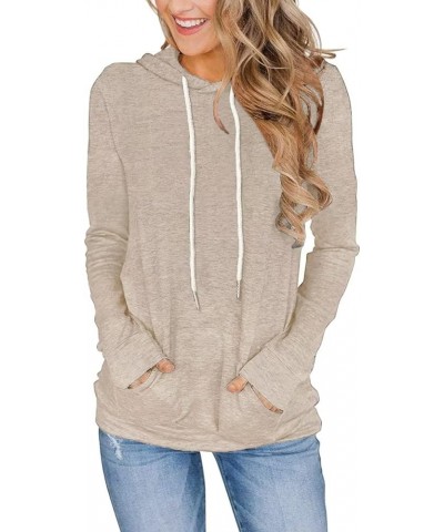 Women's Long Sleeve Hoodies Tops Lightweight Hooded Sweatshirts Pullover Casual Tunic Shirts with Pocket Khaki $18.01 Hoodies...