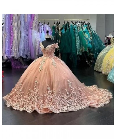 Luxury Sparkly Quinceanera Dresses Long Ball Gown Off The Shoulder Lace Princess Sweet 15 16 Dresses Blush Pink $73.60 Dresses