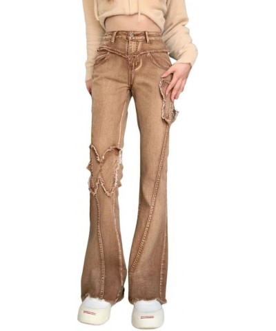 Flare Jeans Y2K Vintage Hight Waist Y2k Pants with Butterfly Printed 2000s Clothing for Women FashionY2k(Brown-M) $13.44 Jeans