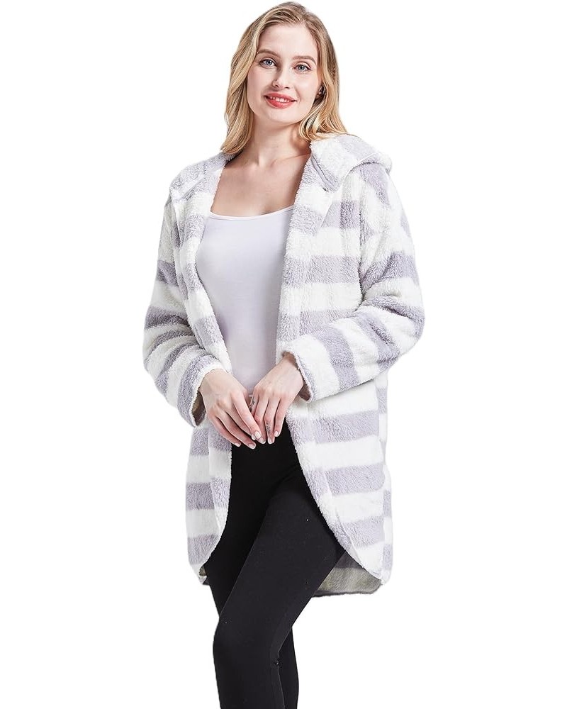 Plush One-Button Lounging Jacket with Hood and Patch pockets Gray $14.00 Jackets