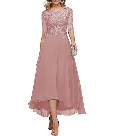 Mother of The Bride Dresses Women's Tea Length Bridesmaid Dress Short Sleeves Formal Evening Party Gowns for Wedding Red $42....