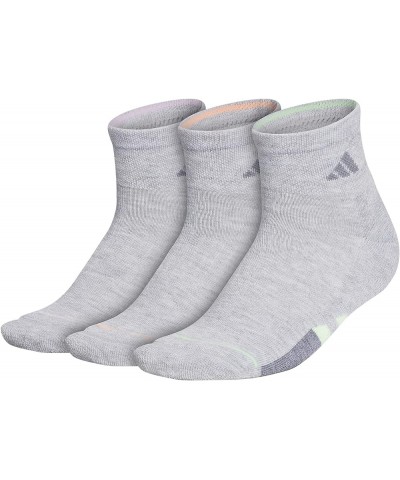 Women's Cushioned Quarter Socks (3-pair) Cool Light Heather/Glow Green/Clear Lilac Purple $10.45 Activewear