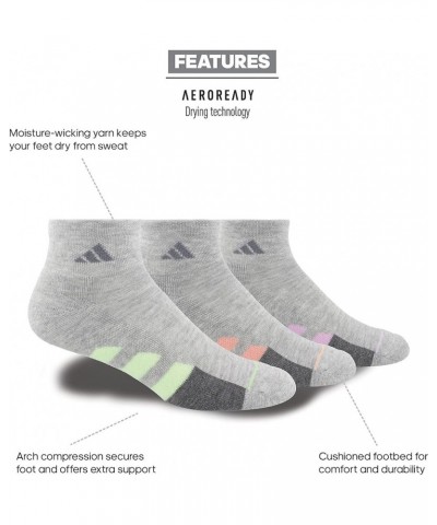 Women's Cushioned Quarter Socks (3-pair) Cool Light Heather/Glow Green/Clear Lilac Purple $10.45 Activewear