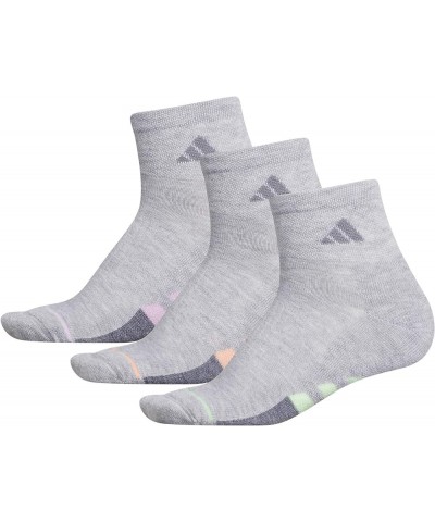 Women's Cushioned Quarter Socks (3-pair) Cool Light Heather/Glow Green/Clear Lilac Purple $10.45 Activewear