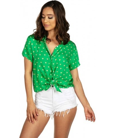 St Patrick’s Day Hawaiian Shirts for Women - Casual St. Paddy’s Women’s Short Sleeve Button Down Shirt Standard Button-down I...