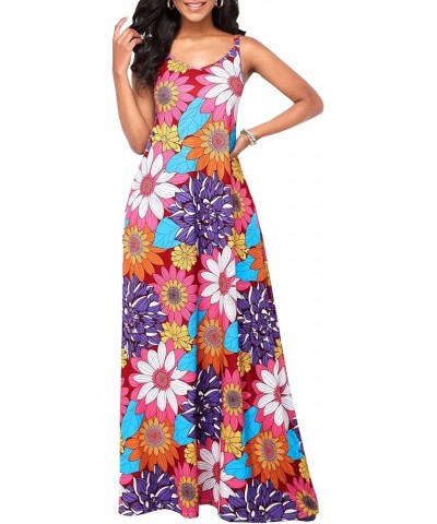 Women's Sexy Summer Sundress Maxi Dresses Plus Size Loose Butterfly Printed Colorful Adjustable African Dress with Pockets 54...