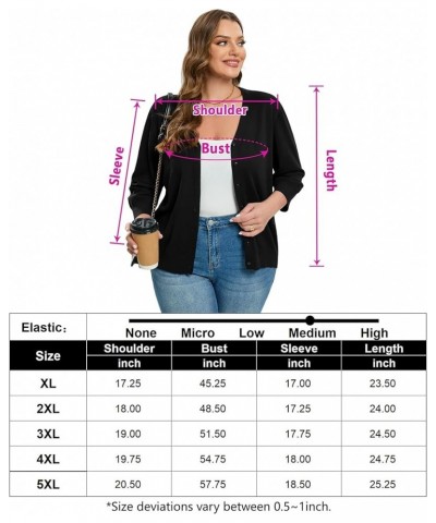 Women's Plus Size Cardigan Open Front Oversized Button Lightweight Sweaters V Neck Loose 3/4 Sleeve Cardigans Knit Outwear Bl...