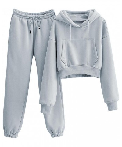 Sweatsuits for Women Set 2 Piece Outfits Hoodie Pullover Sweatshirt Jogger Pants Tracksuit Set Grey $19.88 Activewear