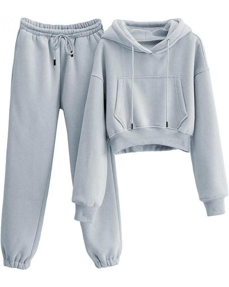 Sweatsuits for Women Set 2 Piece Outfits Hoodie Pullover Sweatshirt Jogger Pants Tracksuit Set Grey $19.88 Activewear