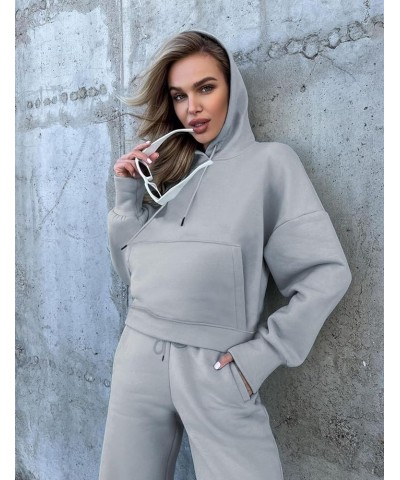 Sweatsuits for Women Set 2 Piece Outfits Hoodie Pullover Sweatshirt Jogger Pants Tracksuit Set Grey $19.88 Activewear