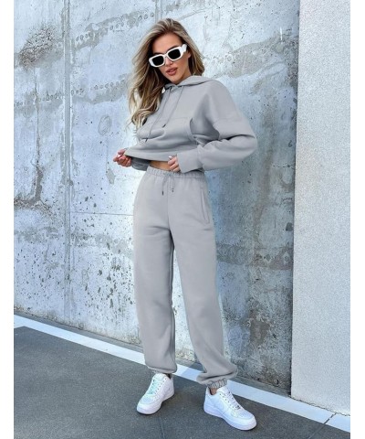 Sweatsuits for Women Set 2 Piece Outfits Hoodie Pullover Sweatshirt Jogger Pants Tracksuit Set Grey $19.88 Activewear