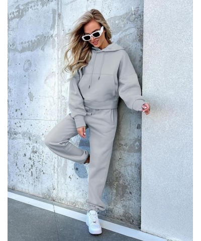 Sweatsuits for Women Set 2 Piece Outfits Hoodie Pullover Sweatshirt Jogger Pants Tracksuit Set Grey $19.88 Activewear