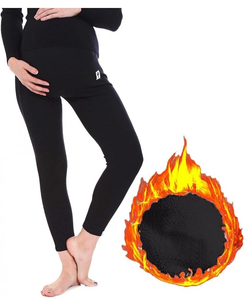 Pregnancy Warm Leggings for Women Cotton High Waist Stretch Leggings Warm Thick Pants Black $15.30 Leggings