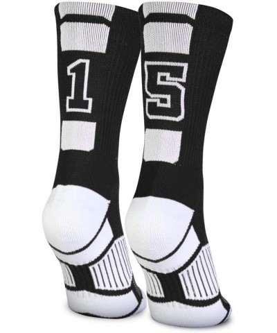 Custom Team Number Crew Socks | Youth & Adult Athletic Socks Black | Choose Your Number 15 Or 51 Team Number $10.07 Socks