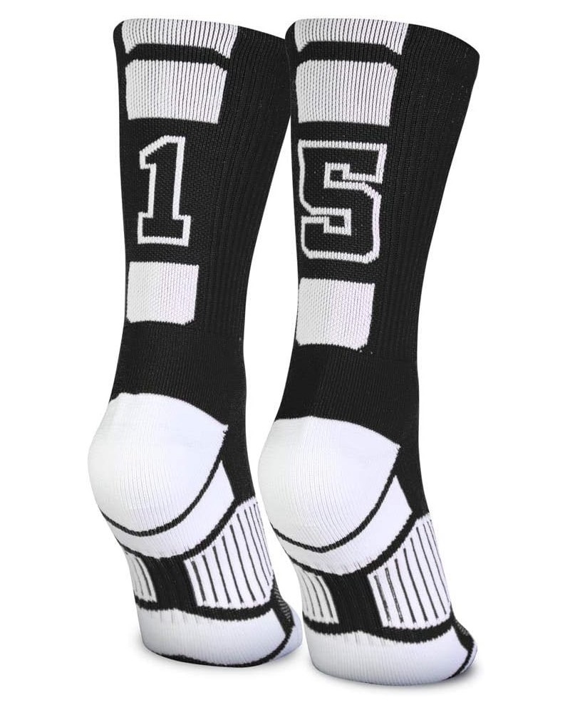 Custom Team Number Crew Socks | Youth & Adult Athletic Socks Black | Choose Your Number 15 Or 51 Team Number $10.07 Socks