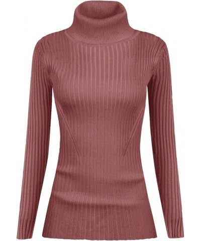 Mock Neck Ribbed Sweaters for Women Cute Sexy Knitted Warm Fitted Fashion Pullover Sweater Rouge $16.35 Sweaters