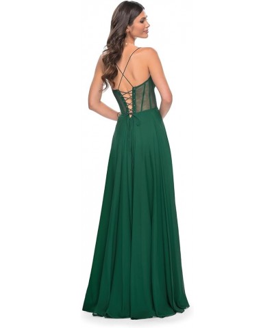 Prom Dresses Long for Women with Slit Chiffon A-Line Corset Spaghetti Straps Formal Evening Gown Sage Green $35.25 Dresses