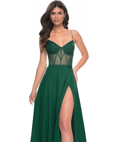 Prom Dresses Long for Women with Slit Chiffon A-Line Corset Spaghetti Straps Formal Evening Gown Sage Green $35.25 Dresses