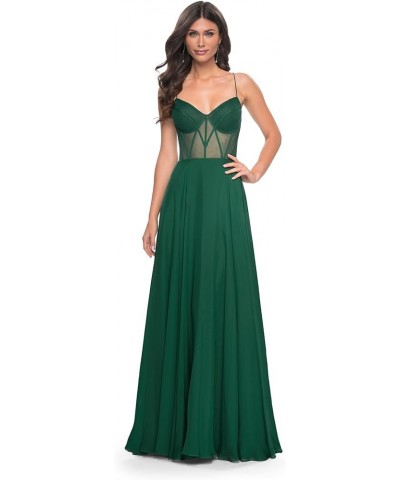 Prom Dresses Long for Women with Slit Chiffon A-Line Corset Spaghetti Straps Formal Evening Gown Sage Green $35.25 Dresses