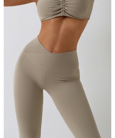 Women Yoga Leggings Bell Bottom Pants High Waisted Bootcut Tummy Control Workout Leggings Khaki $10.14 Leggings