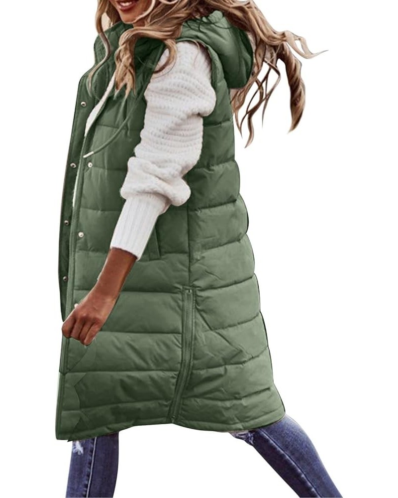 Womens 2023 Fall Reversible Vests Sleeveless Fleece Jacket Long Warm Winter Coat Outerwear Zip Up Hoodie Pockets 03-green $17...