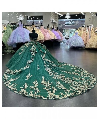 Gorgeous Strapless Beaded Quinceanera Dresses Ball Gown Puffy Lace Prom Dresses with Train Floral Sweet 15 16 Dresses Burnt O...