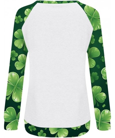 2024 St Patricks Day Shirt Women, Irish Shamrock Print Crew Neck Long Sleeve Tops Casual Basic Tunic Loose Sweatshirt 3-fluor...