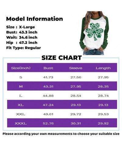 2024 St Patricks Day Shirt Women, Irish Shamrock Print Crew Neck Long Sleeve Tops Casual Basic Tunic Loose Sweatshirt 3-fluor...