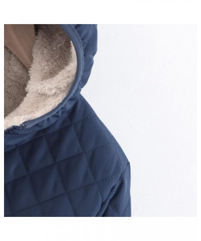 Puffer Jacket Women Winter Women's Diamond Quilted Jacket Sherpa Lined Warm Cotton Jacket with Hood Winter Coat Navy $12.22 J...