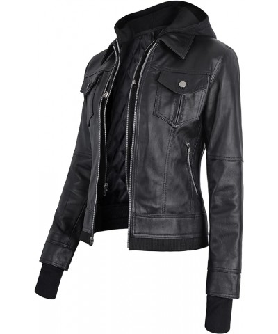 Womens Lambskin Leather Jacket – Stylish Motorcycle Vintage Moto Biker Riding Slim Fit Black Real Leather Jackets Women Hoode...